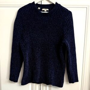 JACHS Girlfriend Size XL Navy Crew Neck Long Sleeve Chenille Sweater